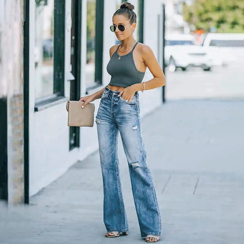 Wide Leg Ripped Jeans