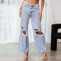 Boho High Waist Ripped Wide Leg Jeans