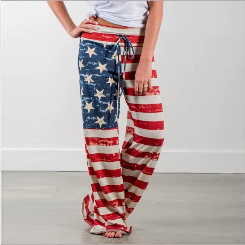 Boho American Flag Wide Leg Lounge Pants